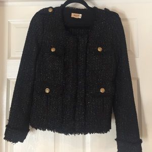 Black blazer with gold buttons