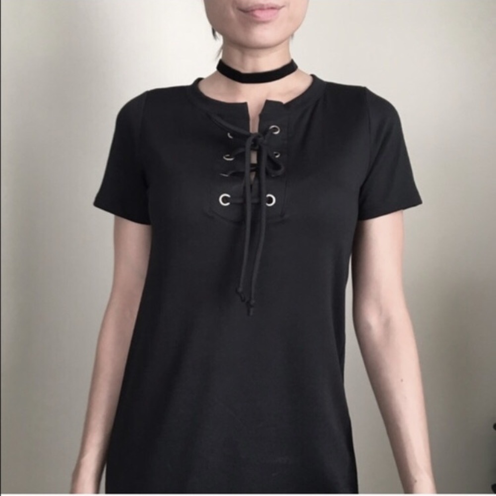 Everyday chic lace up dress. MADE IN USA - Picture 4 of 4