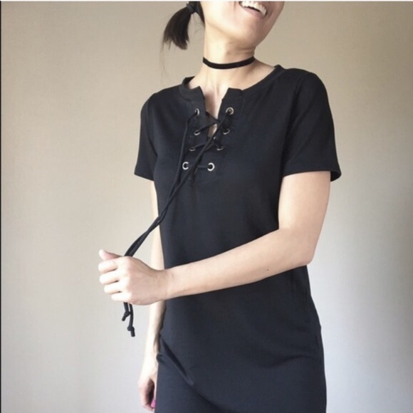 Everyday chic lace up dress. MADE IN USA - Picture 2 of 4
