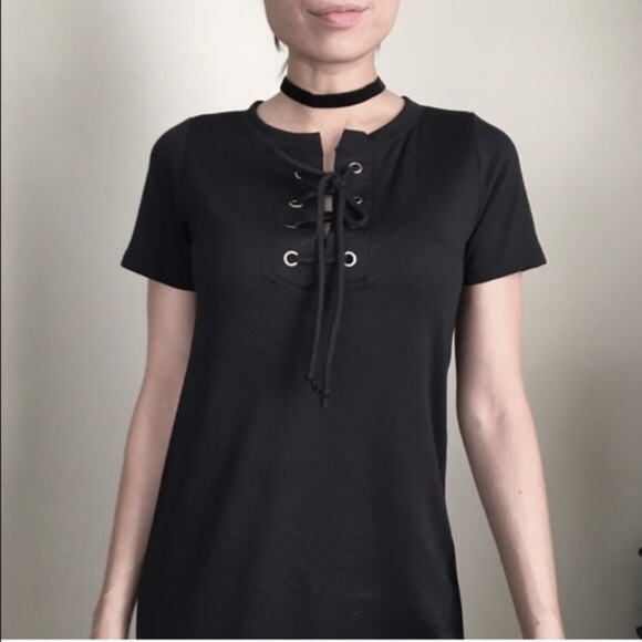 Everyday chic lace up dress. MADE IN USA - Picture 4 of 4