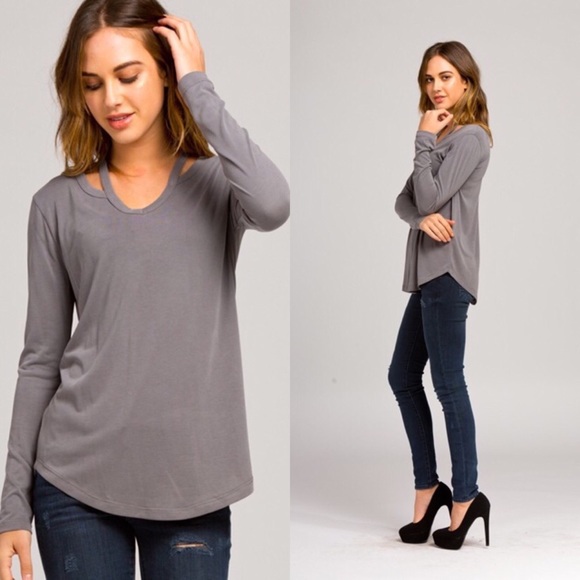 Tops - Charcoal Basic W/ Cutout