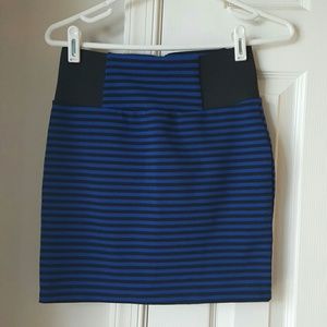 Black and blue striped skirt