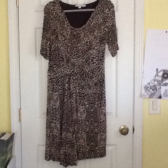 Size 12 Boden gathered-front brown/cream dress
