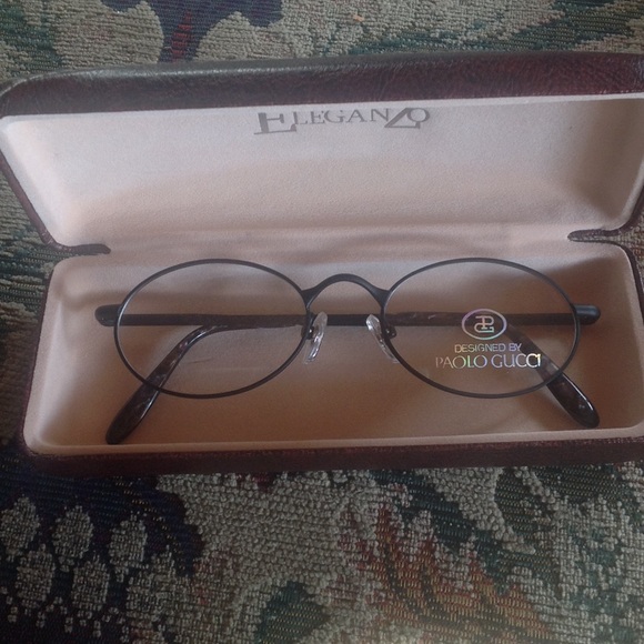 Gucci Matt Black oval Wire Framed Glasses NWOT