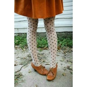 ITALIAN Fashion cotton tights polka dots TAN