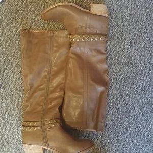Brown knee high boots
