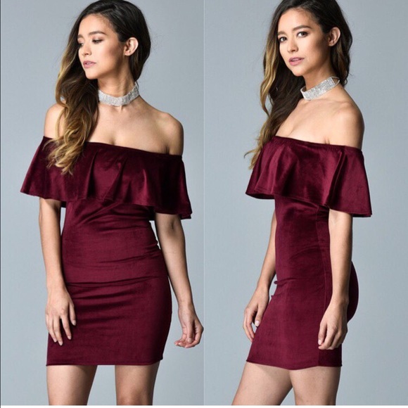 Dresses & Skirts - Sold Out // 2x HP! Wine Off-Shoulder Dress{Last