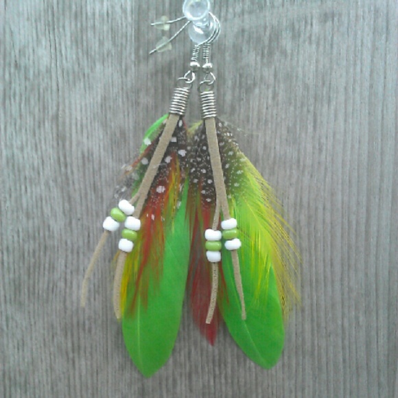 Pierced feather earrings. 3 1/2" x 3/4". NWOT