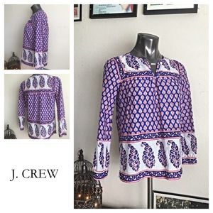 J Crew Blue/Red/White Cotton Paisley Tunic