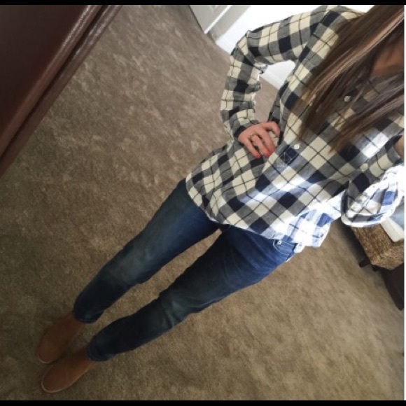 J Crew Popover Plaid Top