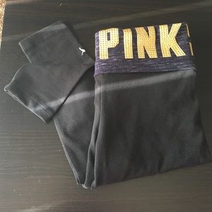 PINK Gold/Navy Black Leggings