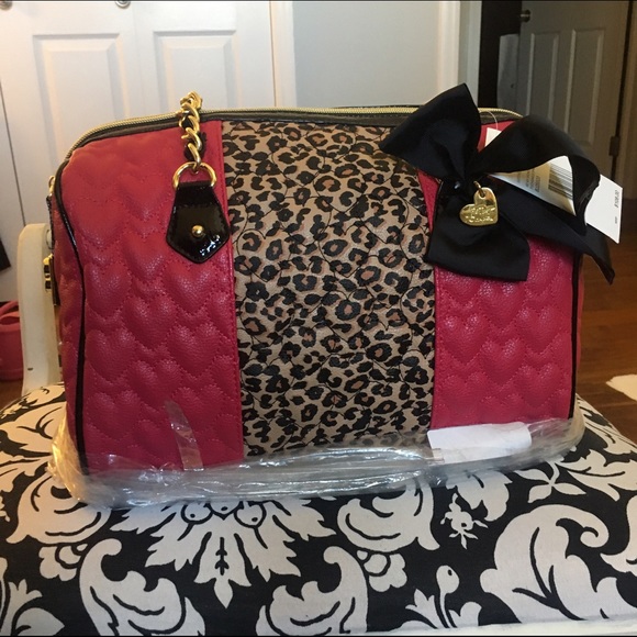 Betsey Johnson Hot Pink and Leopard Handbag