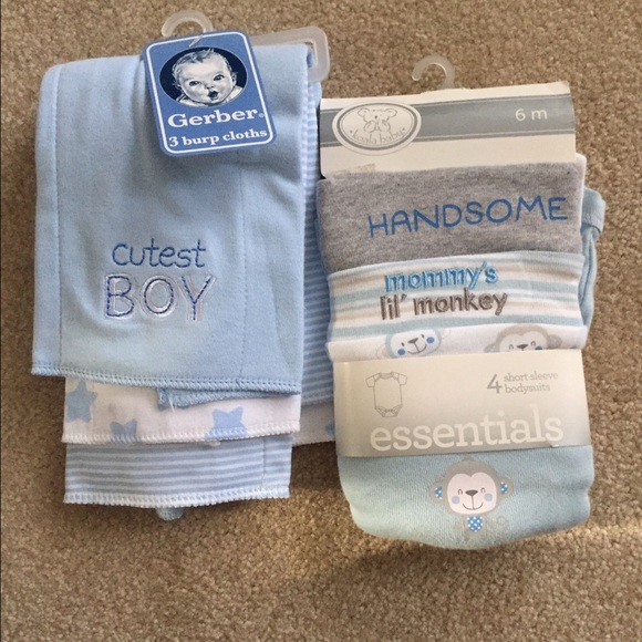 Other - Baby boy burp cloths and 4 short sleeve bodysuits