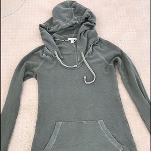 James Perse size 1 green sweater with hood
