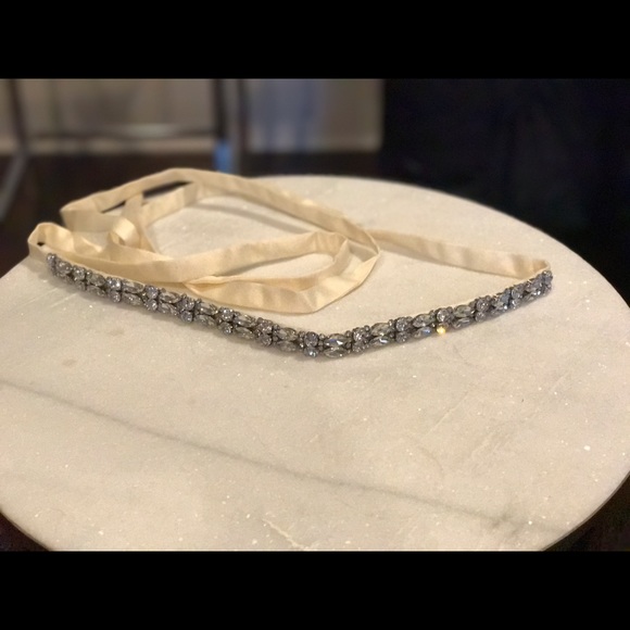 EUC J. Crew Ivory Rhinestone/Jewel Wedding Belt