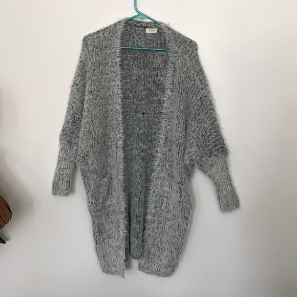 Tea & Cup furry grey Cardigan