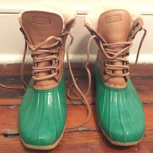 Seafoam green sorrel sperry boots 100% wool