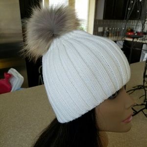 New Pom fur beanie