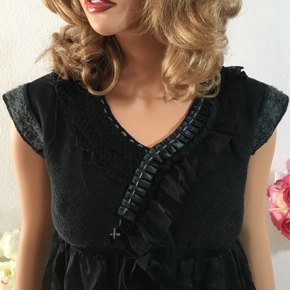 Black chiffon with Ruffles mini dress - Picture 2 of 4