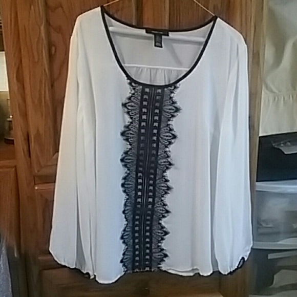 Style & Co Ivory and Lace Blouse