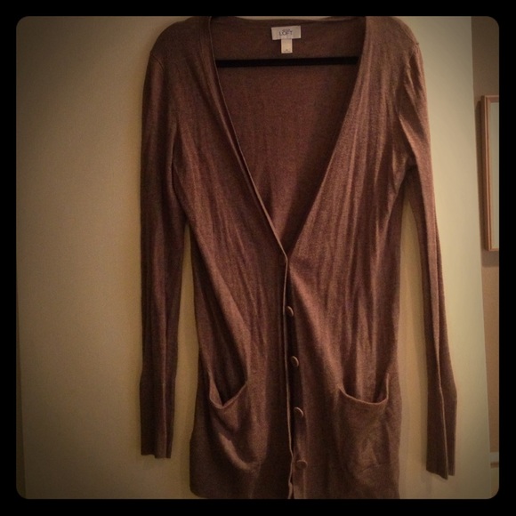 Ann Taylor Brown/Taupe Long Cardigan