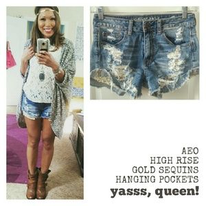 AEOHigh-rise Festival Shorts w/Gold Sequin Pockets