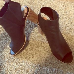 Black leather booties