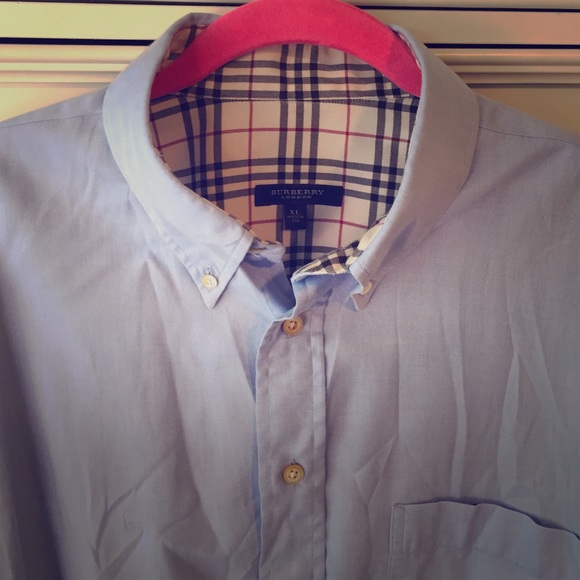 Burberry Men's Dress Shirt (Blue) size XL