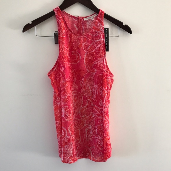 NWT pink paisley high neck blouse