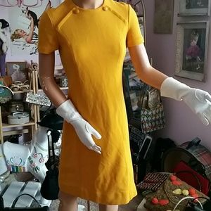 1960s Vintage Mod Mustard Dress