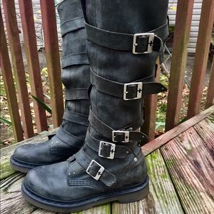 Gray wash Dr. Marten high boots size 8 (US)