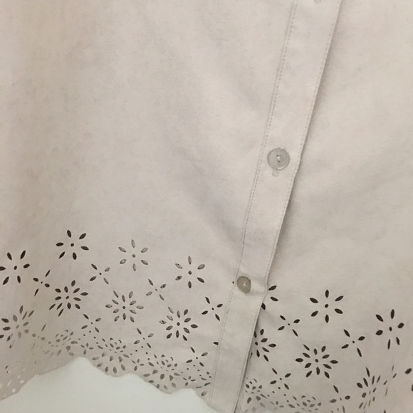 SUEDE CLOTH SHIRT JACKET WITH PERFORATED BORDER - Picture 2 of 4