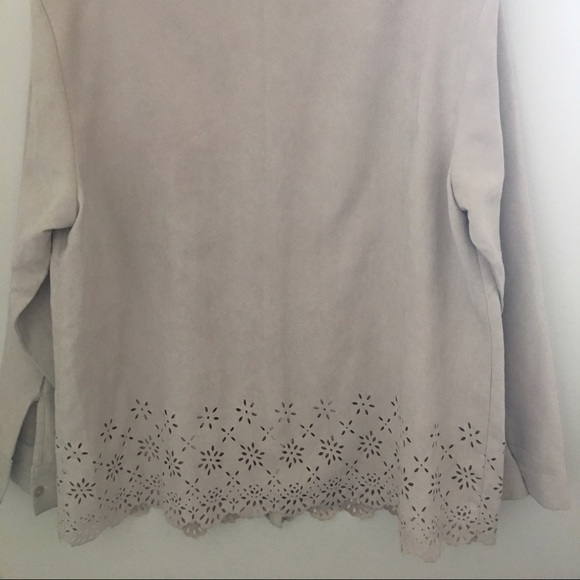 SUEDE CLOTH SHIRT JACKET WITH PERFORATED BORDER - Picture 4 of 4