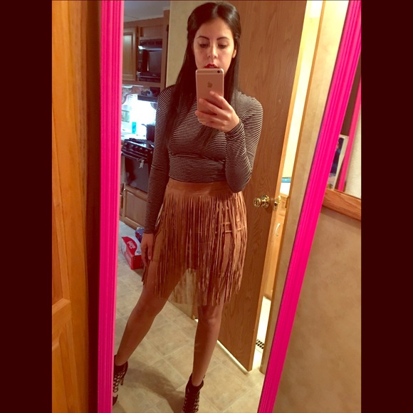 Suede Fringe Skirt