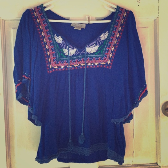 Boho blue top