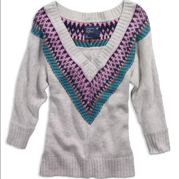 American Eagle Fair Isle Woven Sweater