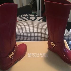 Red Michael Kors Rain boots