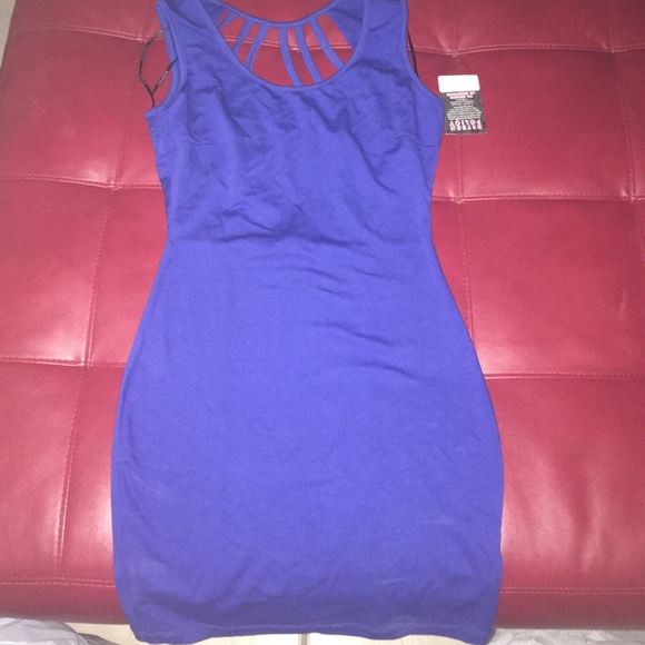 Blue open back dress