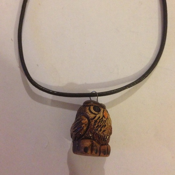 Clay owl necklace