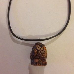 Clay owl necklace