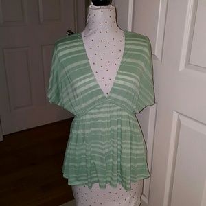 Seafoam green striped top