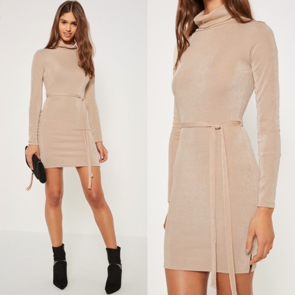 BNWT Missguided Nude Tie Waist Bodycon Dress