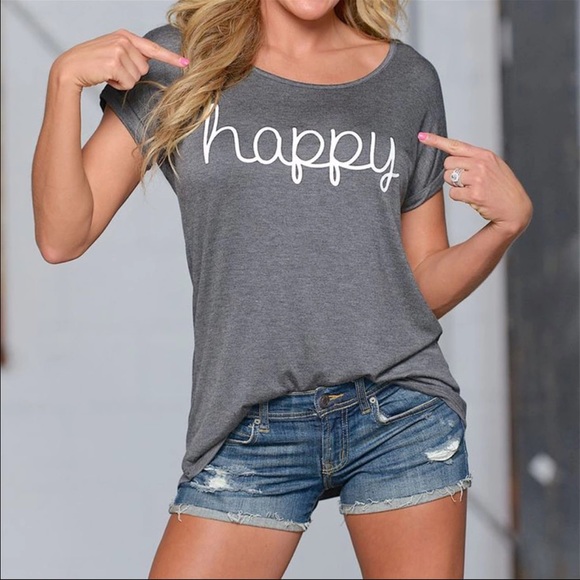 Tops - (Last one)Don't worry be happy statement tee