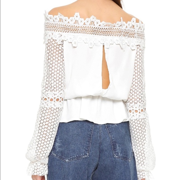 White off the shoulder blouse with lace detail s m - Picture 4 of 4