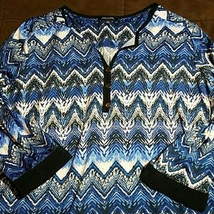 Blue and white pullover blouse