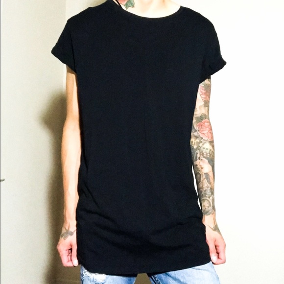 Longline cotton roll up tee