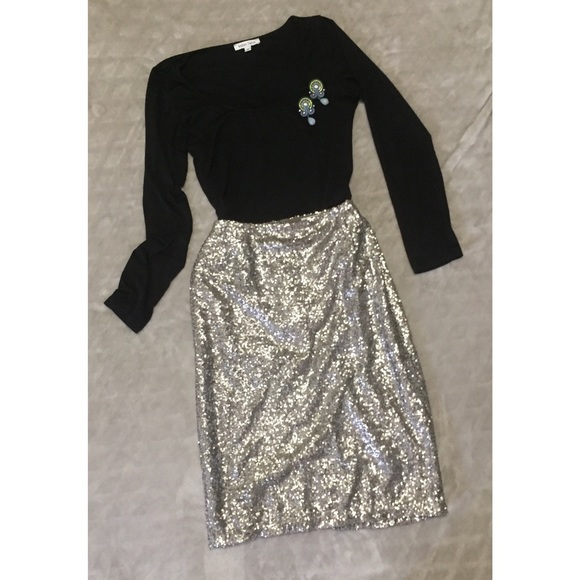 Halogen Silver Sequins Skirt