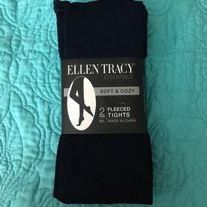 NWT Ellen Tracy 2 pk black/navy fleece legging