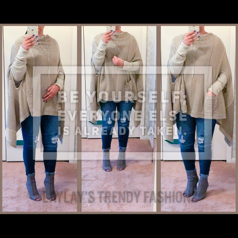 LAST ONE SMALL/MEDIUM Soft Poncho- MUSHROOM - Picture 3 of 4