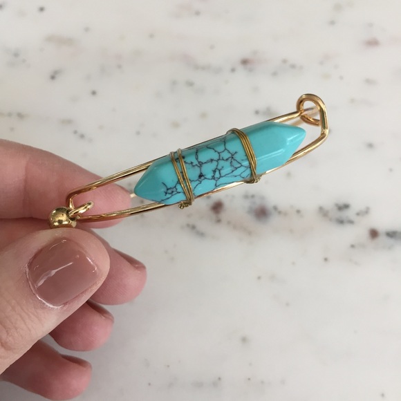 "Quinn" Bracelet || Turquoise Bullet Bangle - Picture 4 of 8